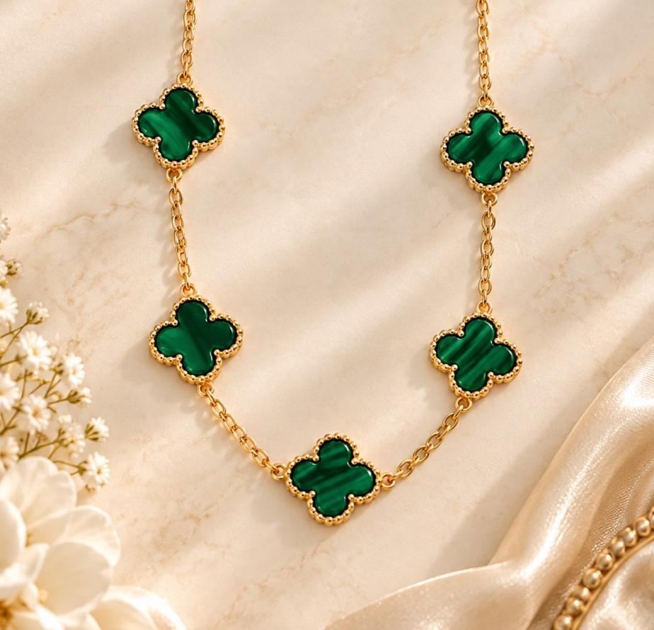 Molly Jewelry - Eternal Bloom 5 Large Floral Necklace-Green-GD