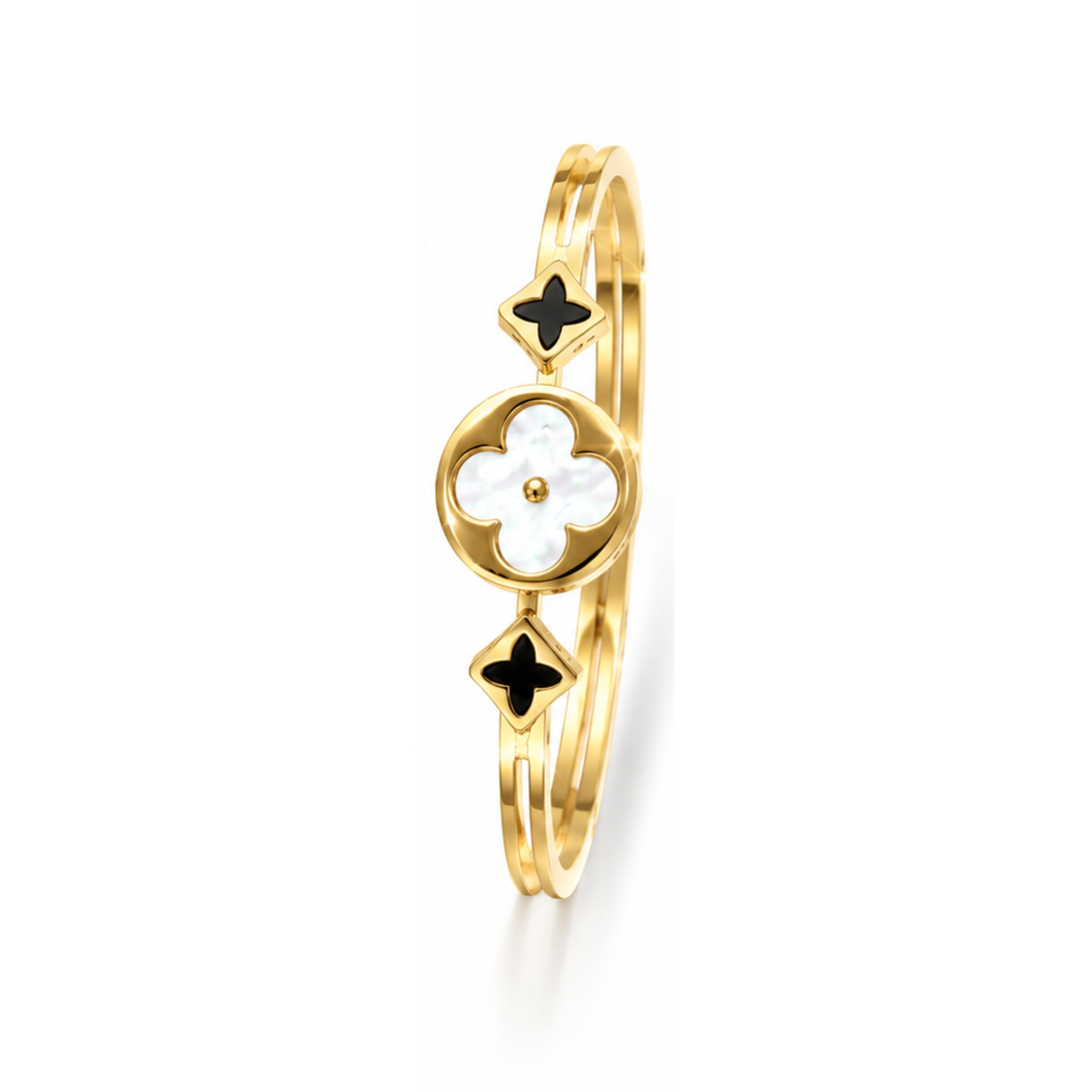 Molly Jewelry-Gold Four-Leaf Clover Bangle