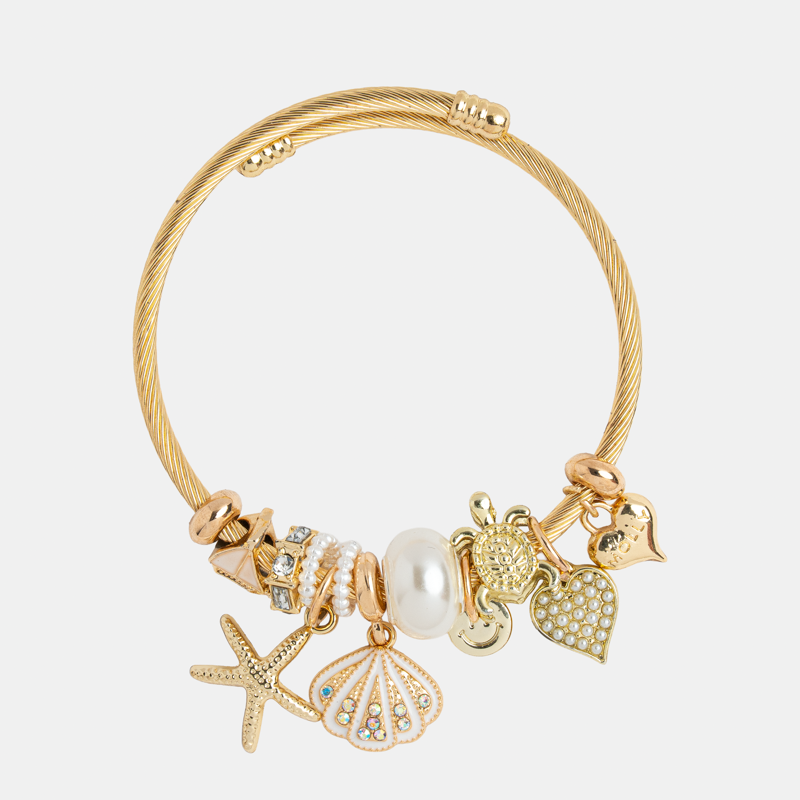 Molly Charm Pearl Heart in Diamond Shell