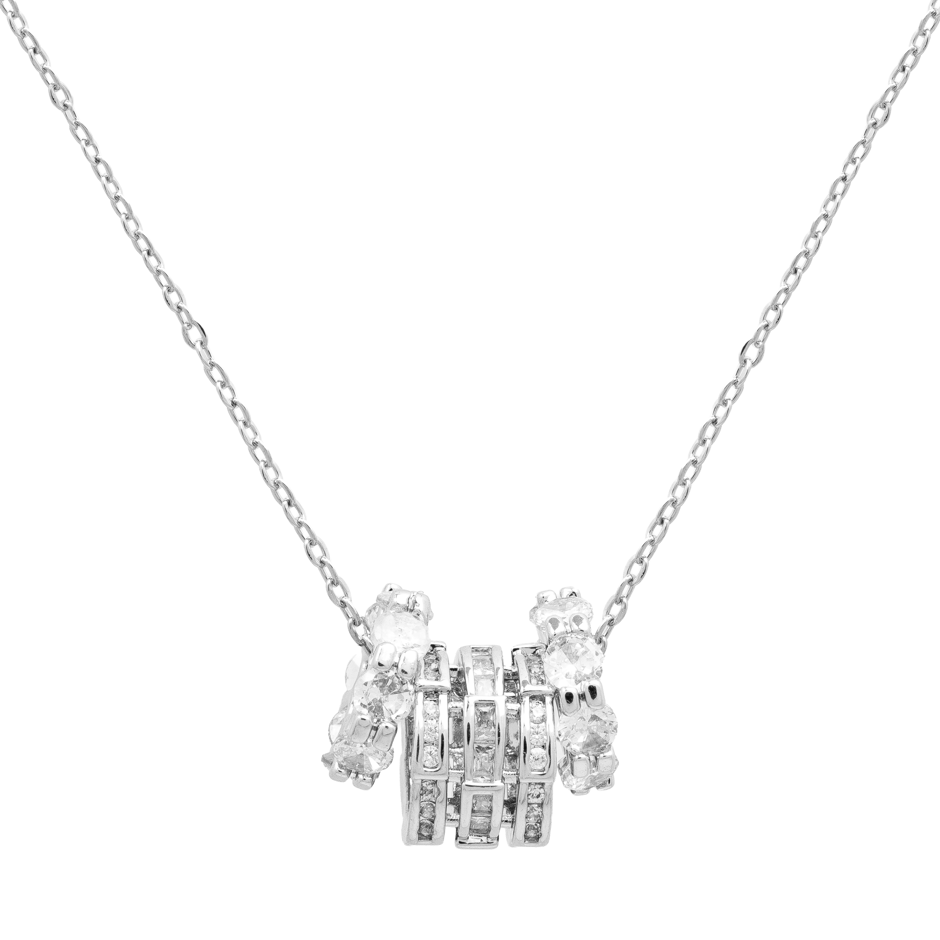 Molly Jewelry-Regal Crystal Necklace-Silver