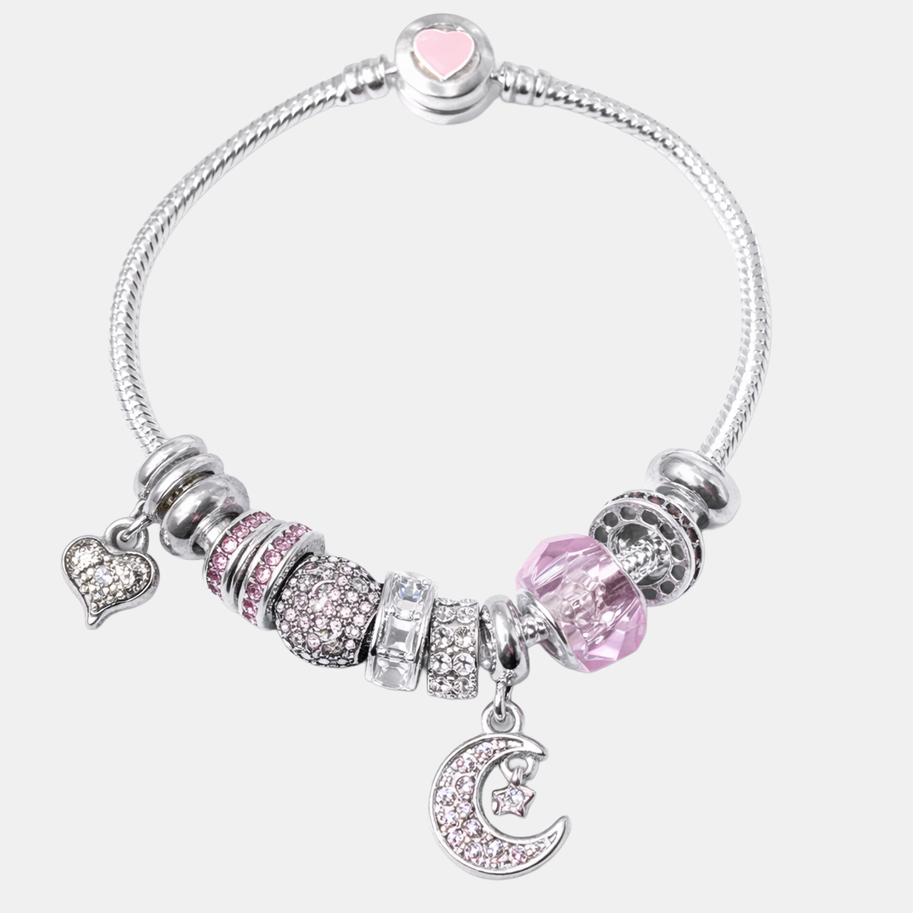 Molly Charm Silver Dimond Pink Moon