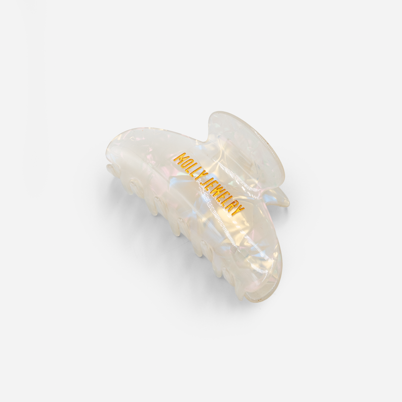 Mini classic de hair claw clip-white