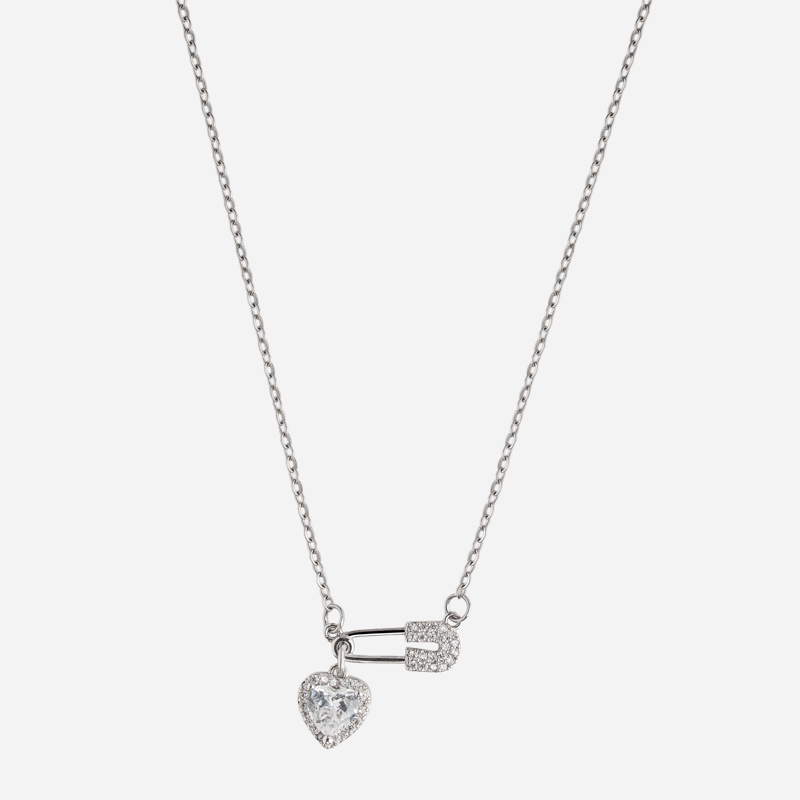 Molly Jewelry Petite Heart Pin Necklace (Silver)
