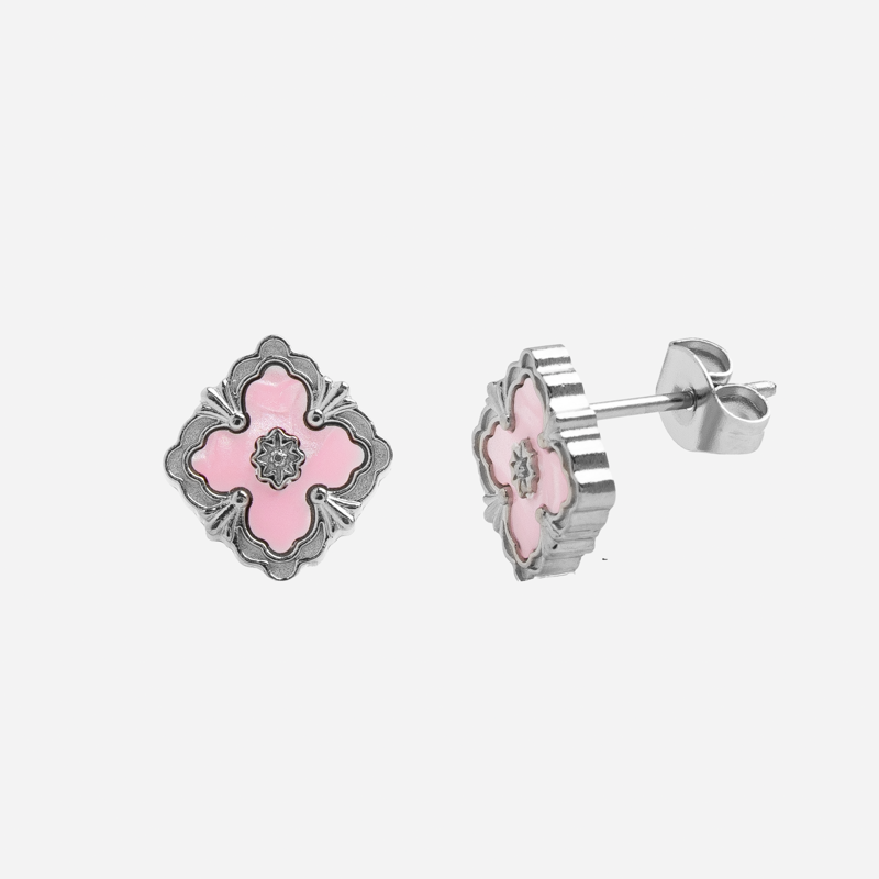 Molly Jewelry Pink Floral Square Earring