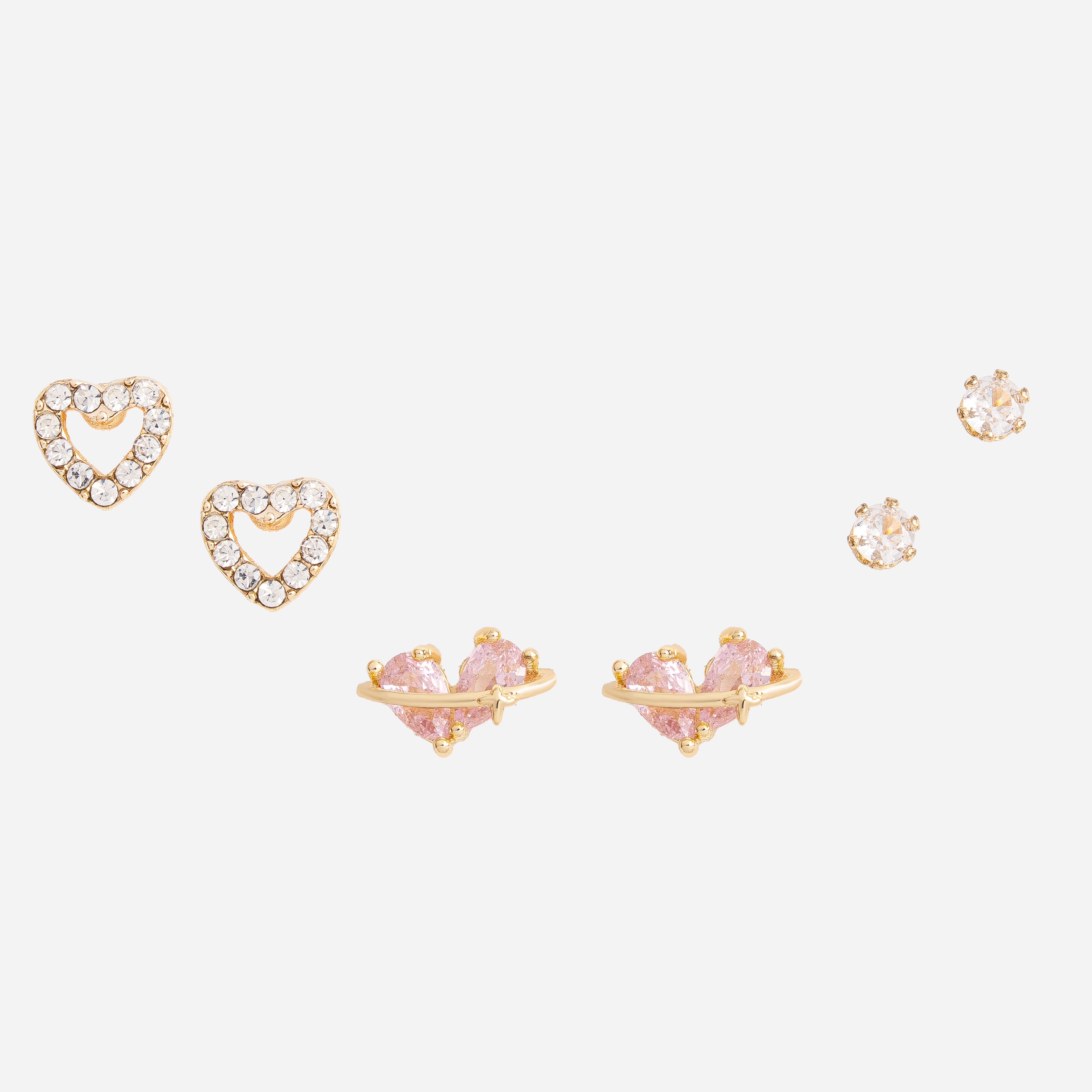 Molly Jewelry Open Heart Gold Earring Set