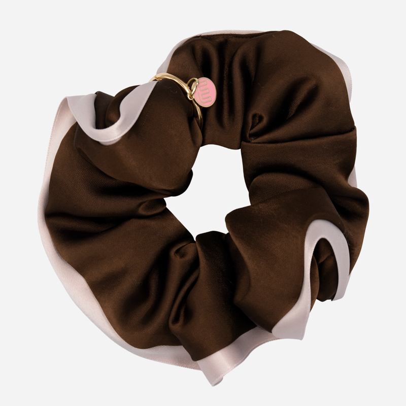 Midnight Silk Scrunchie-Brown