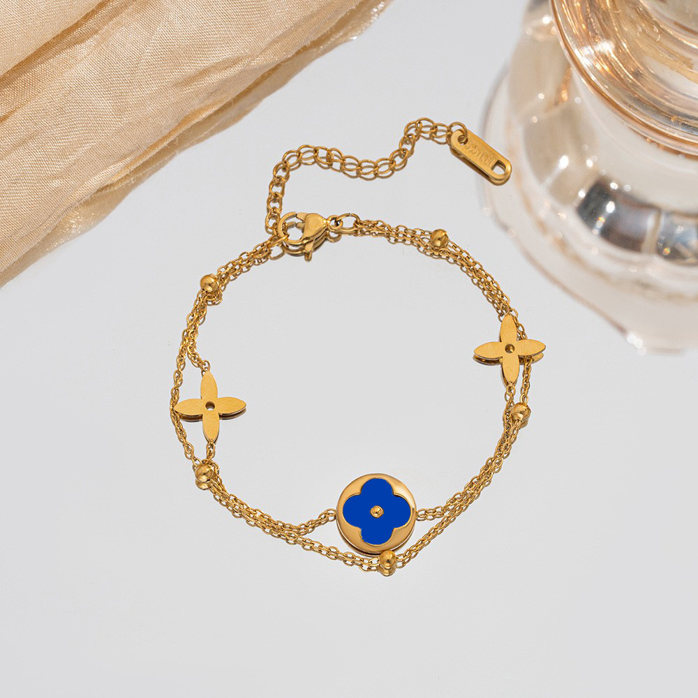 Molly Jewelry-Scarlet- Clover-Bracelet-Navy