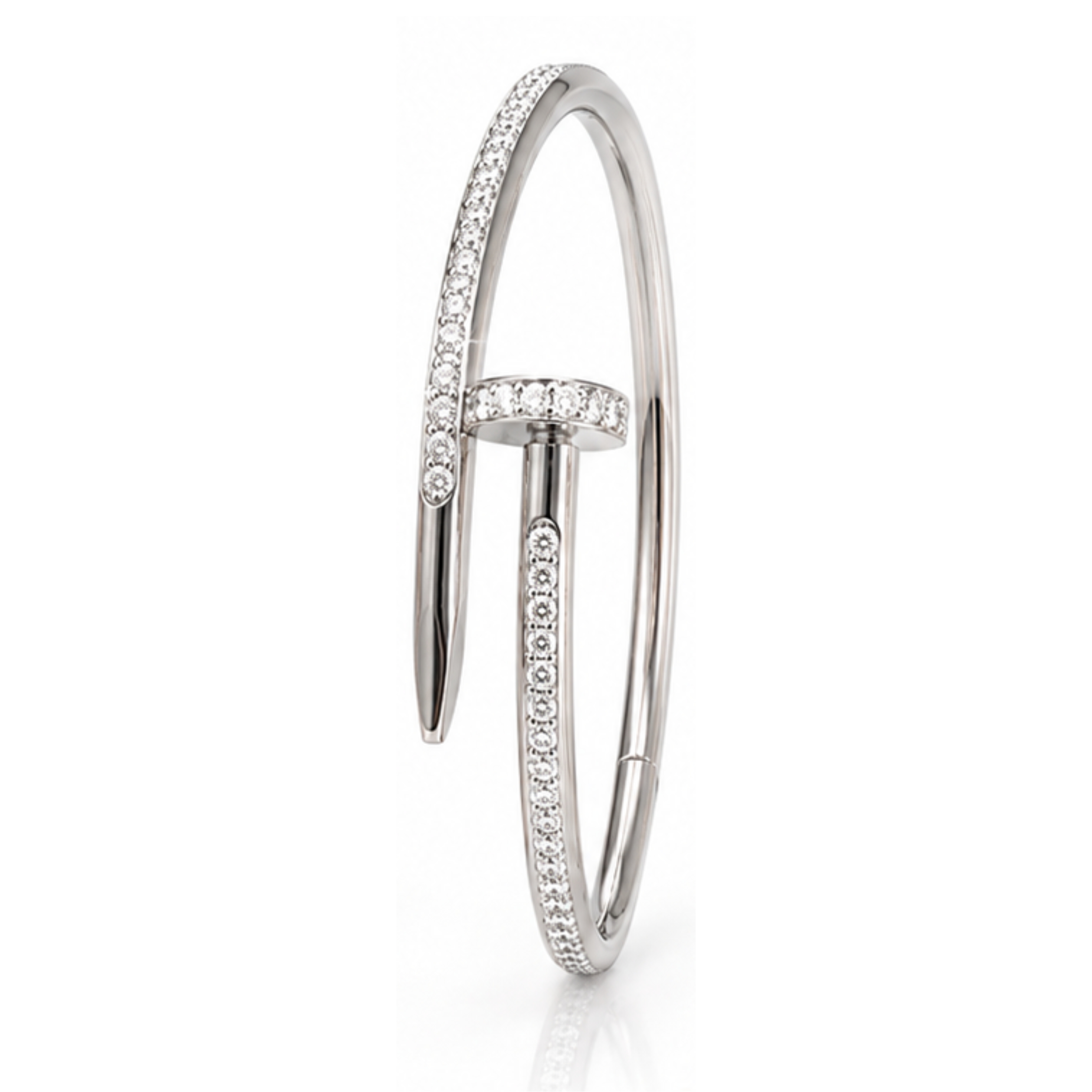 Molly Jewelry-Double-Sided Diamond Nail Bracelet-Silver