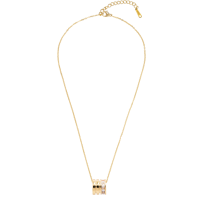 Molly Jewelry-Gold Barrel Crystal Pendant Necklace