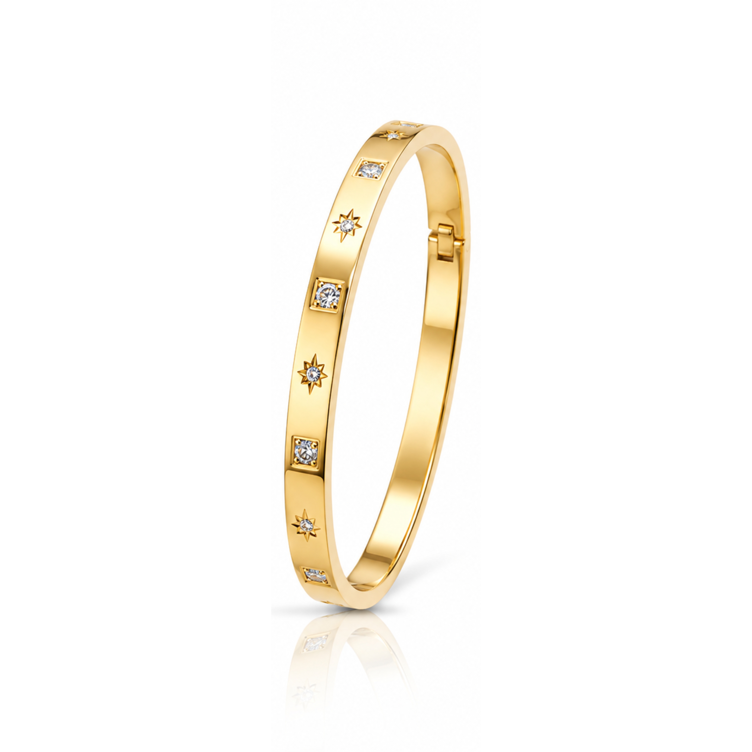 Molly Jewelry- Gold Star-Studded Diamond Bangle