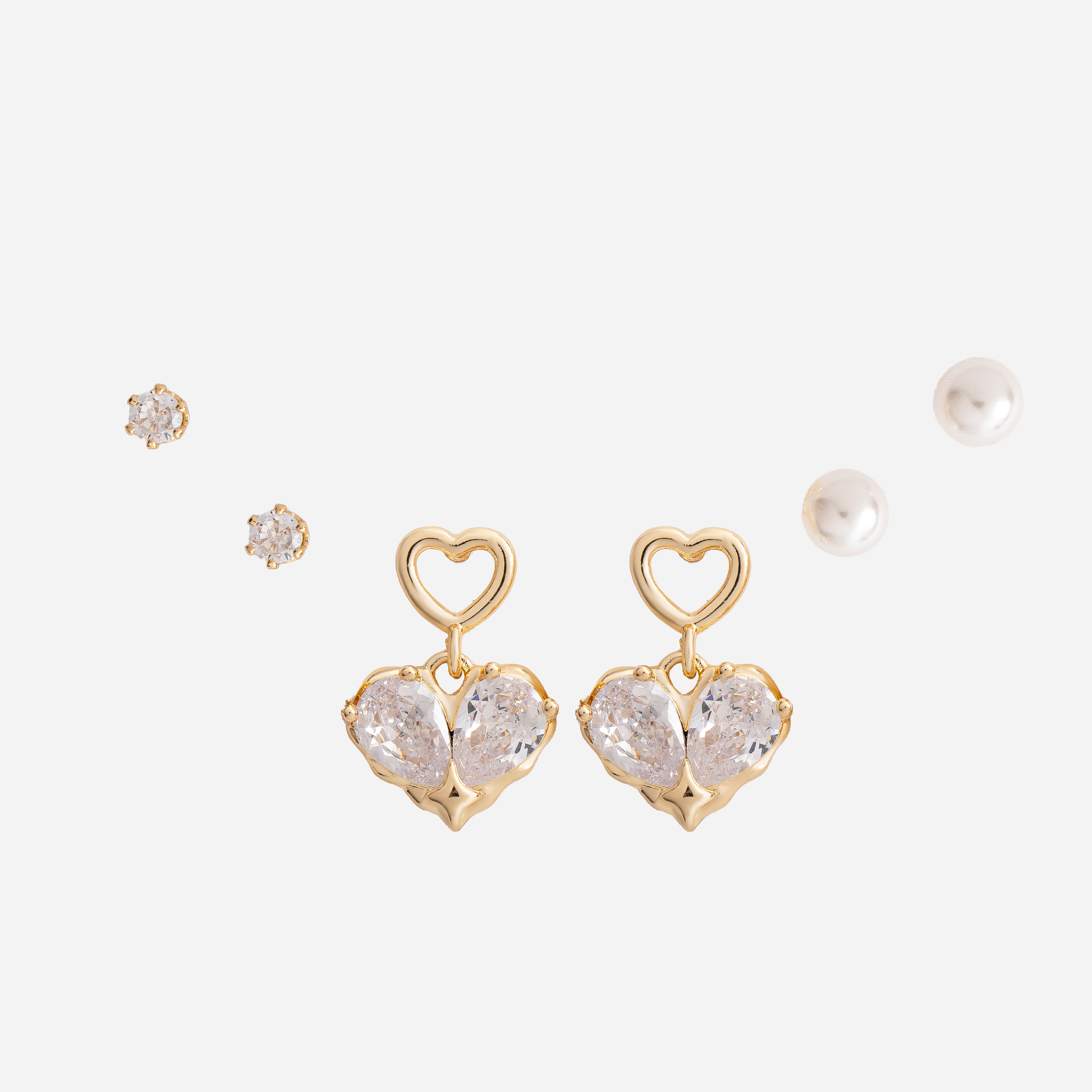 Molly Jewelry Crystal Love Earring Set (Gold)