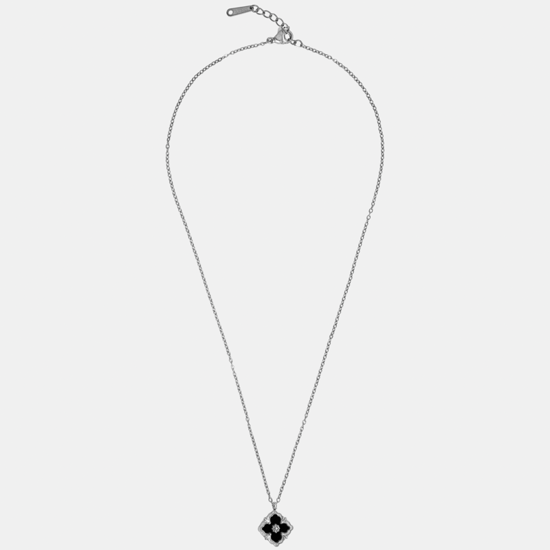 Molly Jewelry Four leaf Clover Necklace Silver (Black)