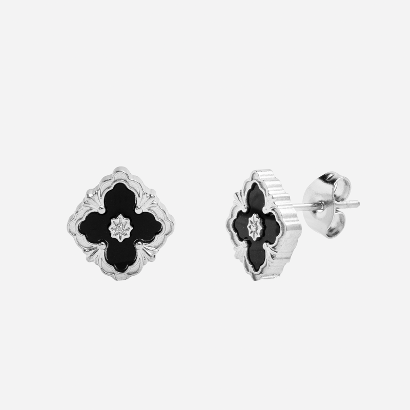Molly Jewelry Noir Floral Square Earring