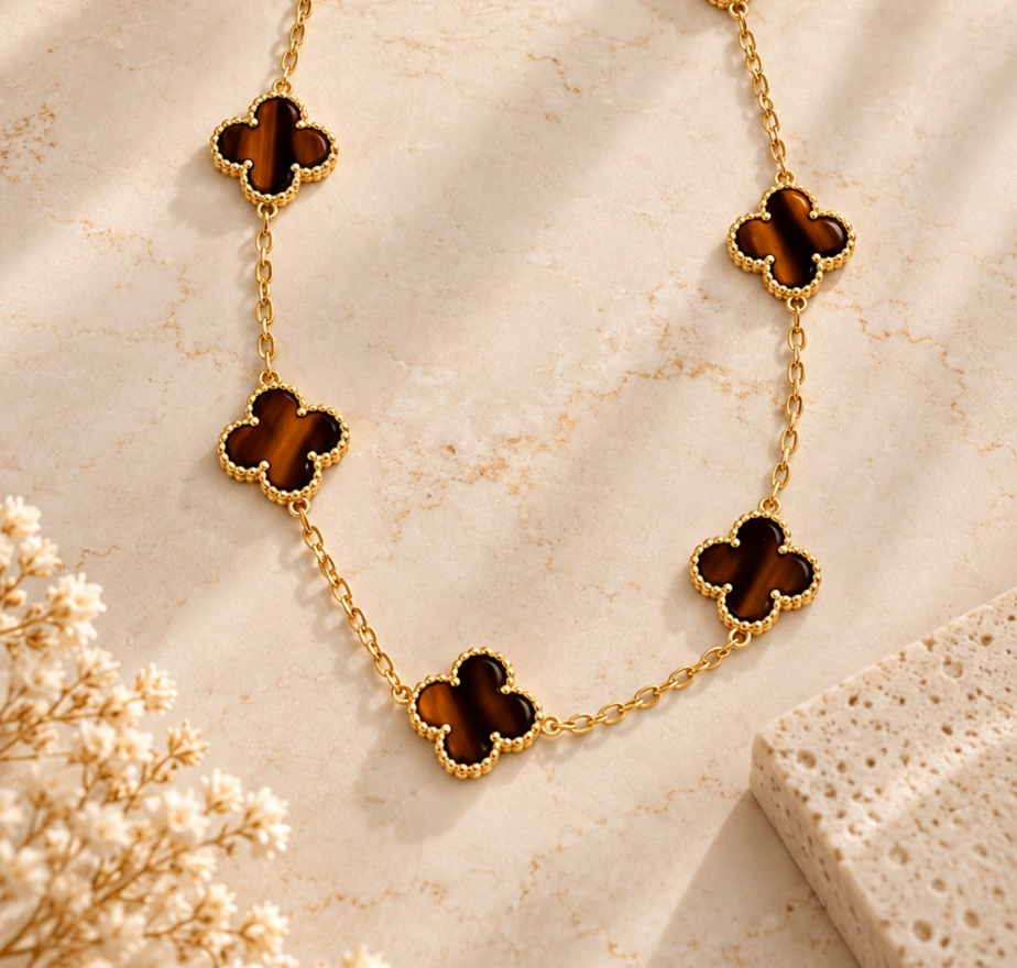 Molly Jewelry - Eternal Bloom 5 Large Floral Necklace-Brown-GD