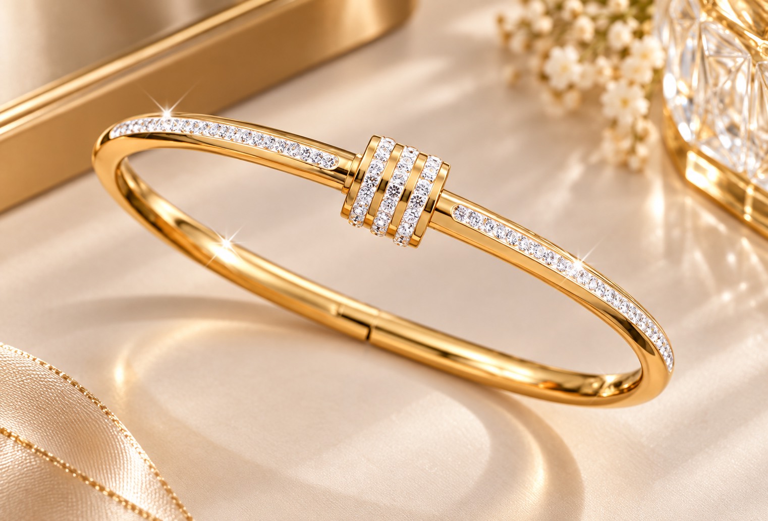 Molly Jewelry - Diamond Interlocking Loop Bracelet -Gold