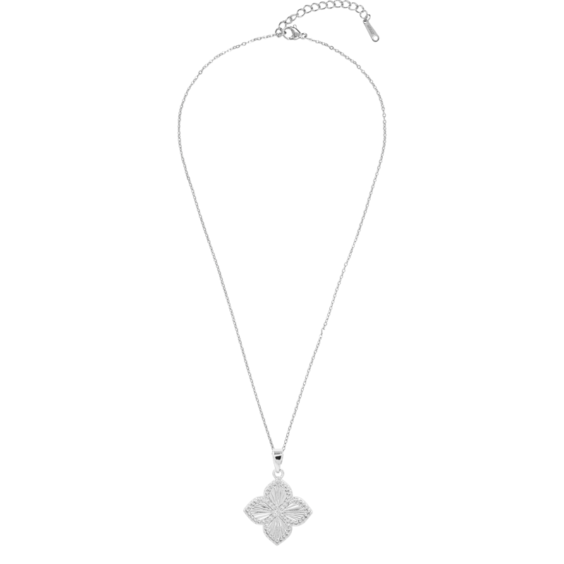 Molly Jewelry- Silver Quatrefoil Diamond Necklace