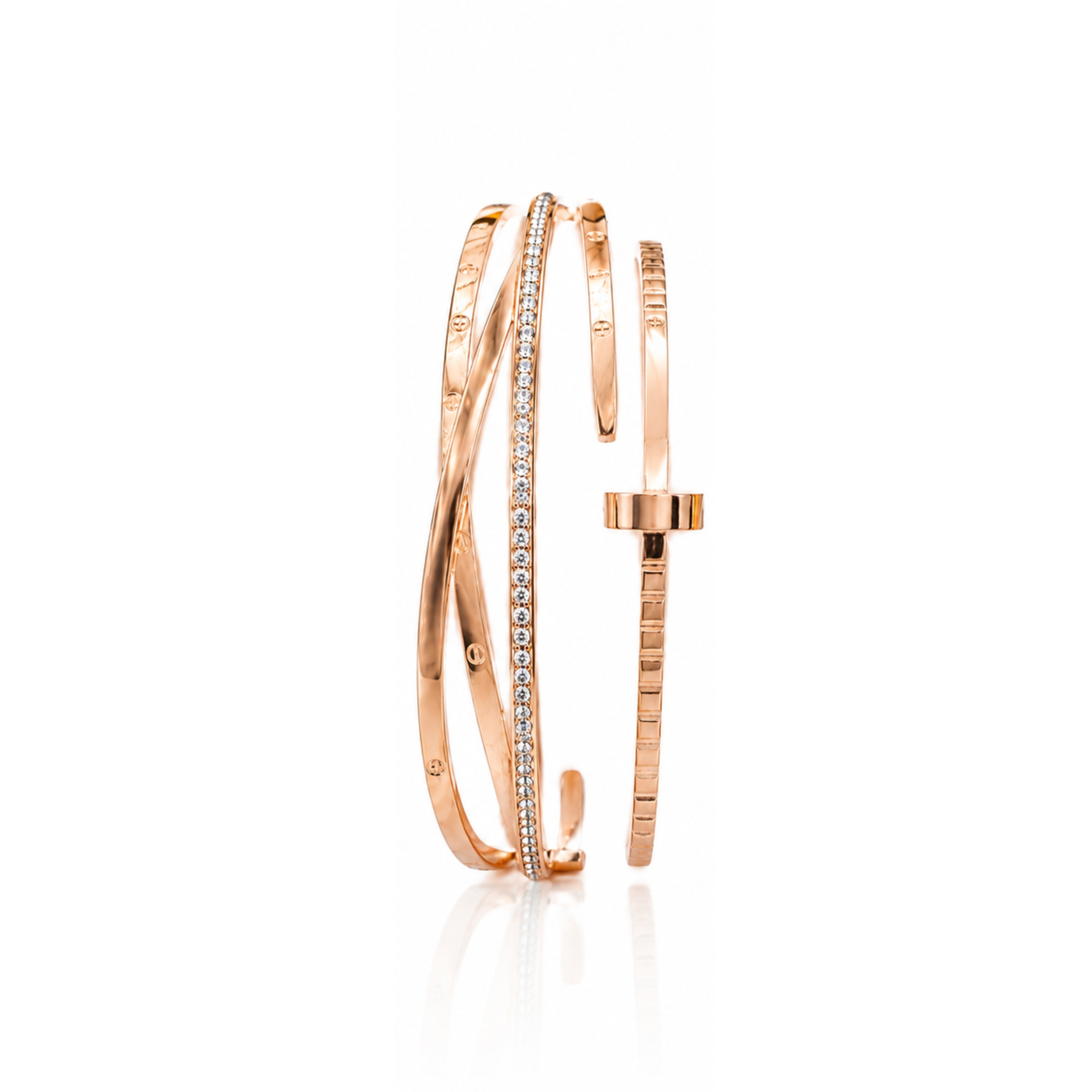 Molly Jewelry-Rose Gold Multi-layer Nail Bangle