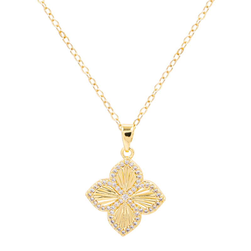 Molly Jewelry- Gold Quatrefoil Diamond Necklace