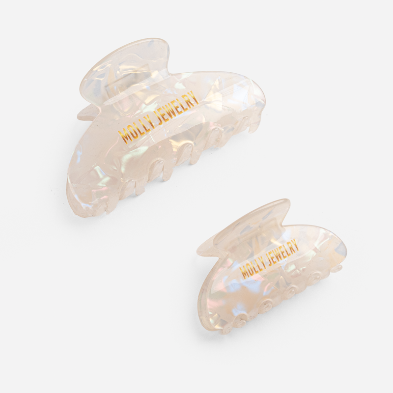 Molly Jewelry-Mini classic de hair claw clip Set-White