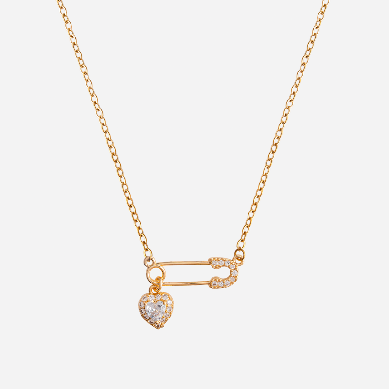 Molly Jewelry Grand Heart Pin Necklace (Gold)