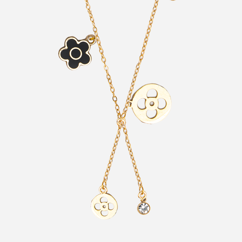 The Classy Glow Black Flower Necklace