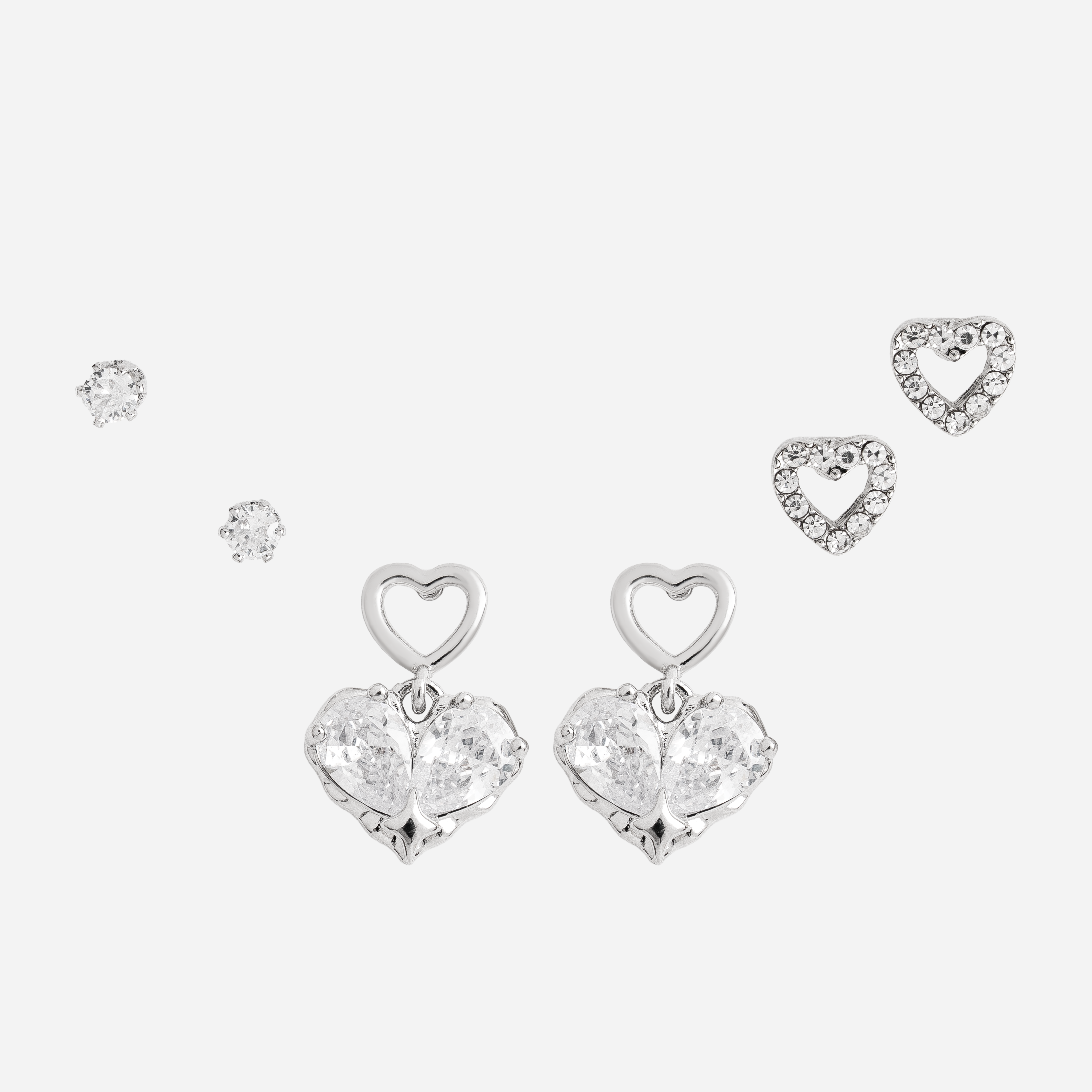 Molly Jewelry Crystal Love Earring Set (Silver)