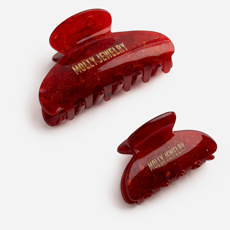 Molly Jewelry-Mini classic de hair claw clip Set-Ruby