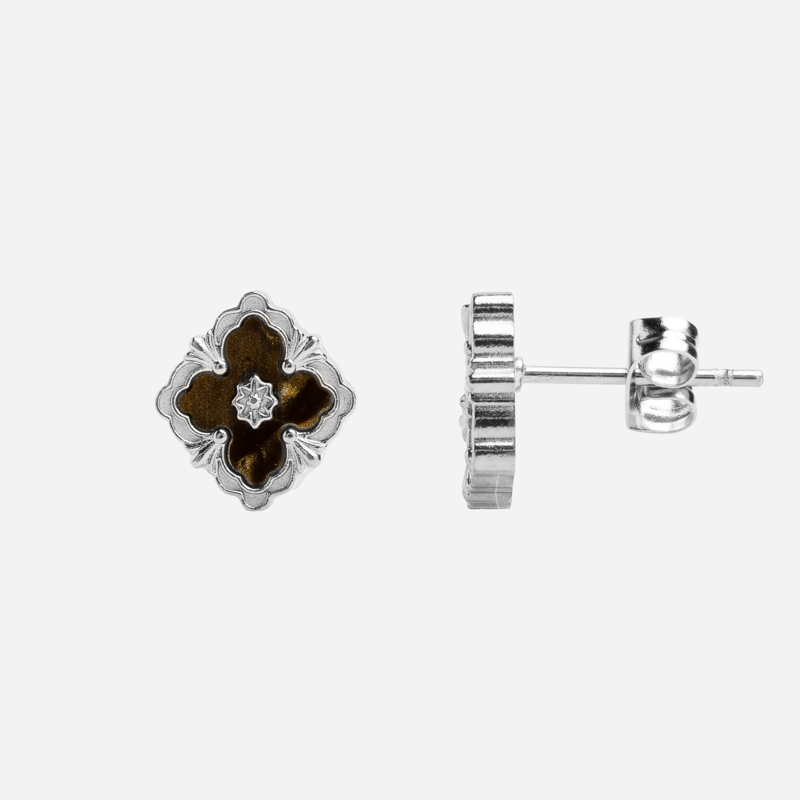 Molly Jewelry Green Coffee Floral Square Earring