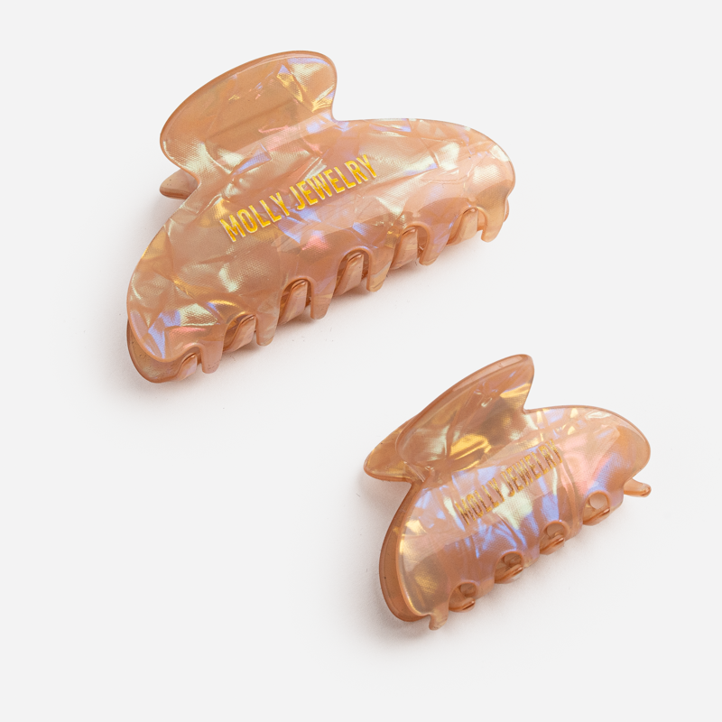Molly Jewelry-Mini classic de hair claw clip Set-Orange Peach