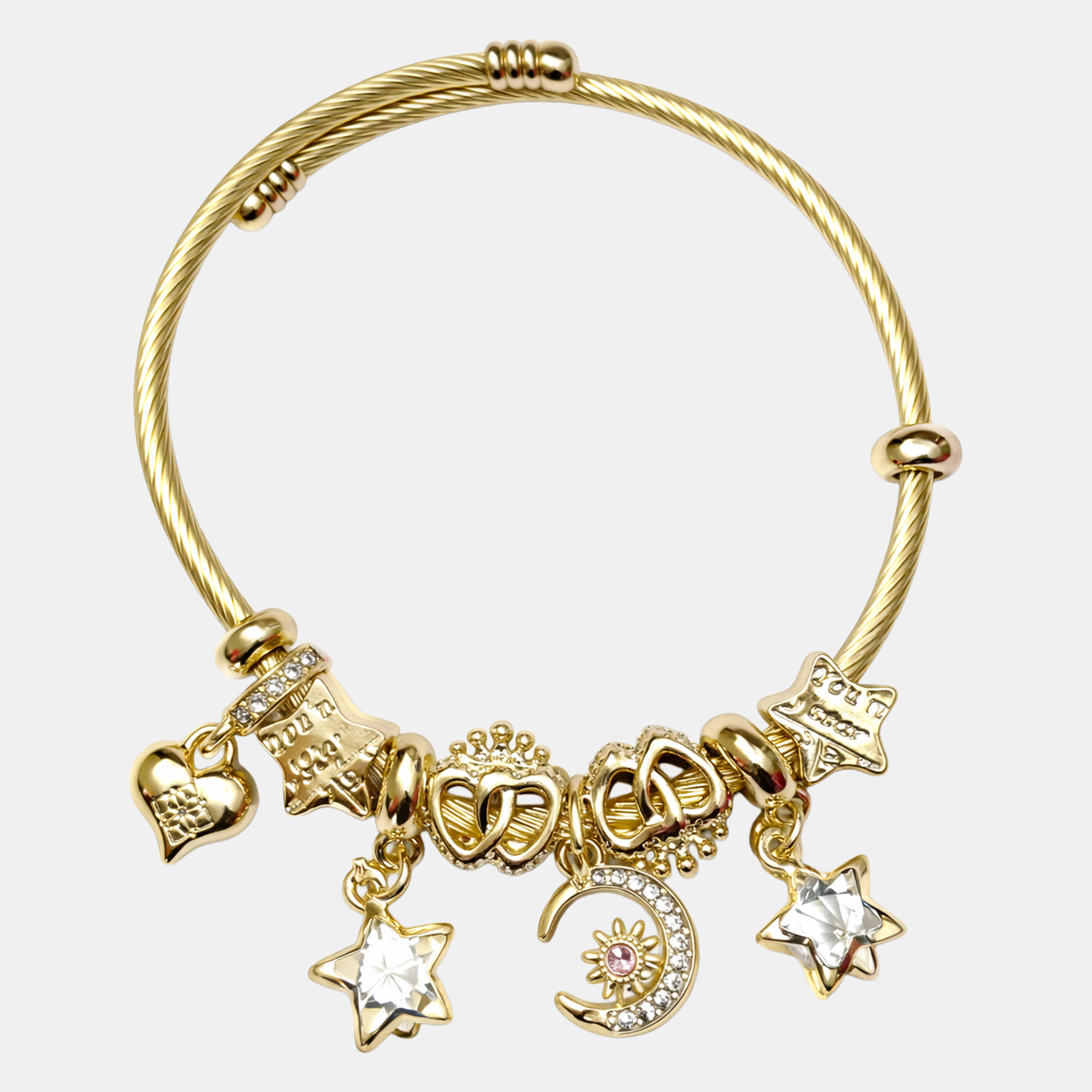 Molly Charm Gold White Pearl Star