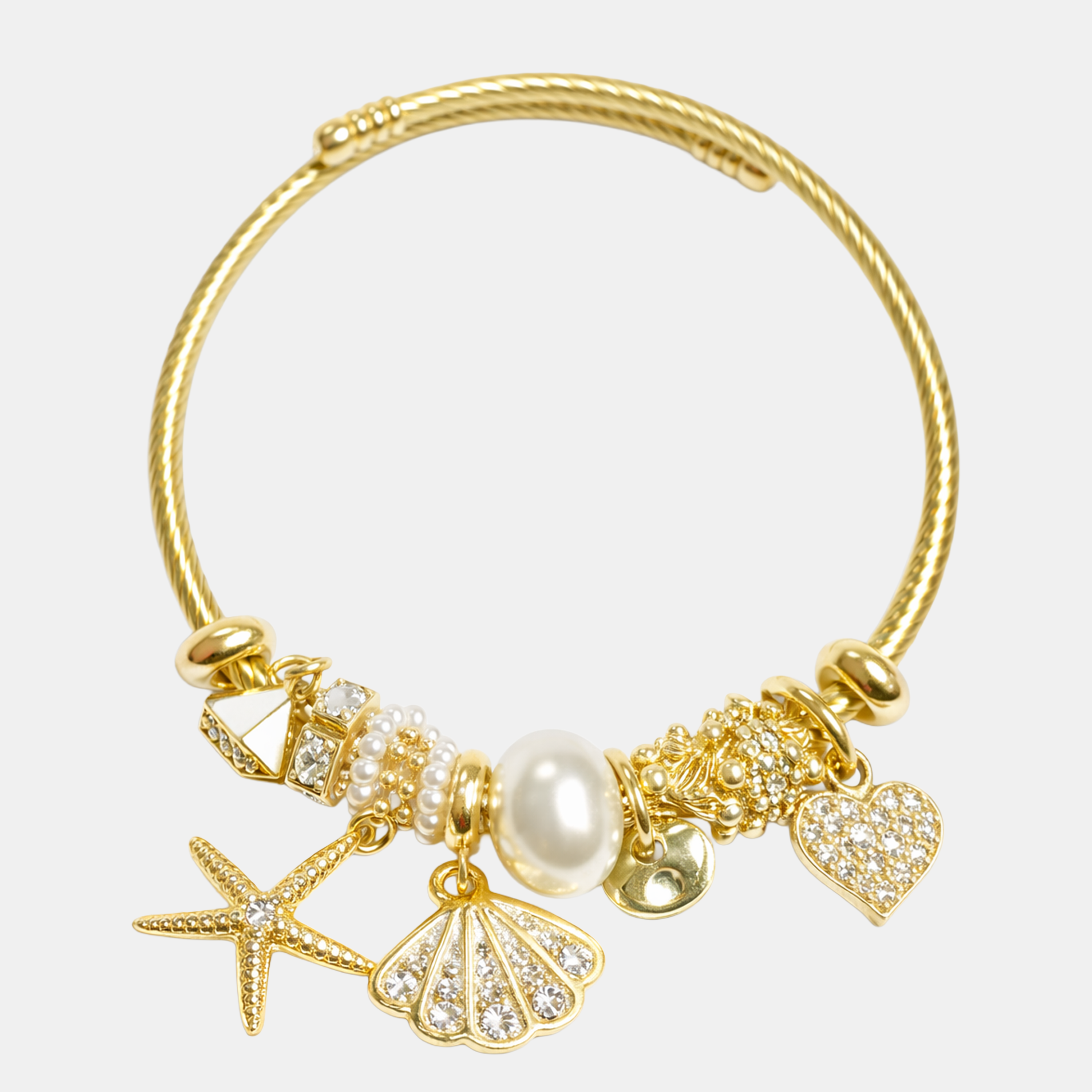 Molly Charm Pearl Heart in Diamond Shell