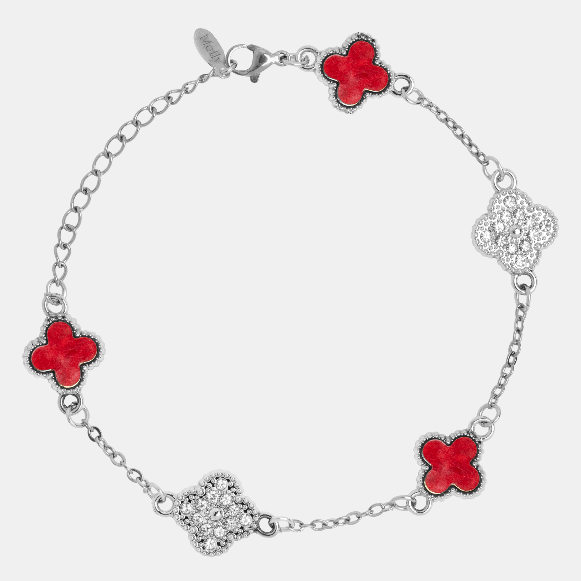 Molly Garden Bracelet-Silver-Red