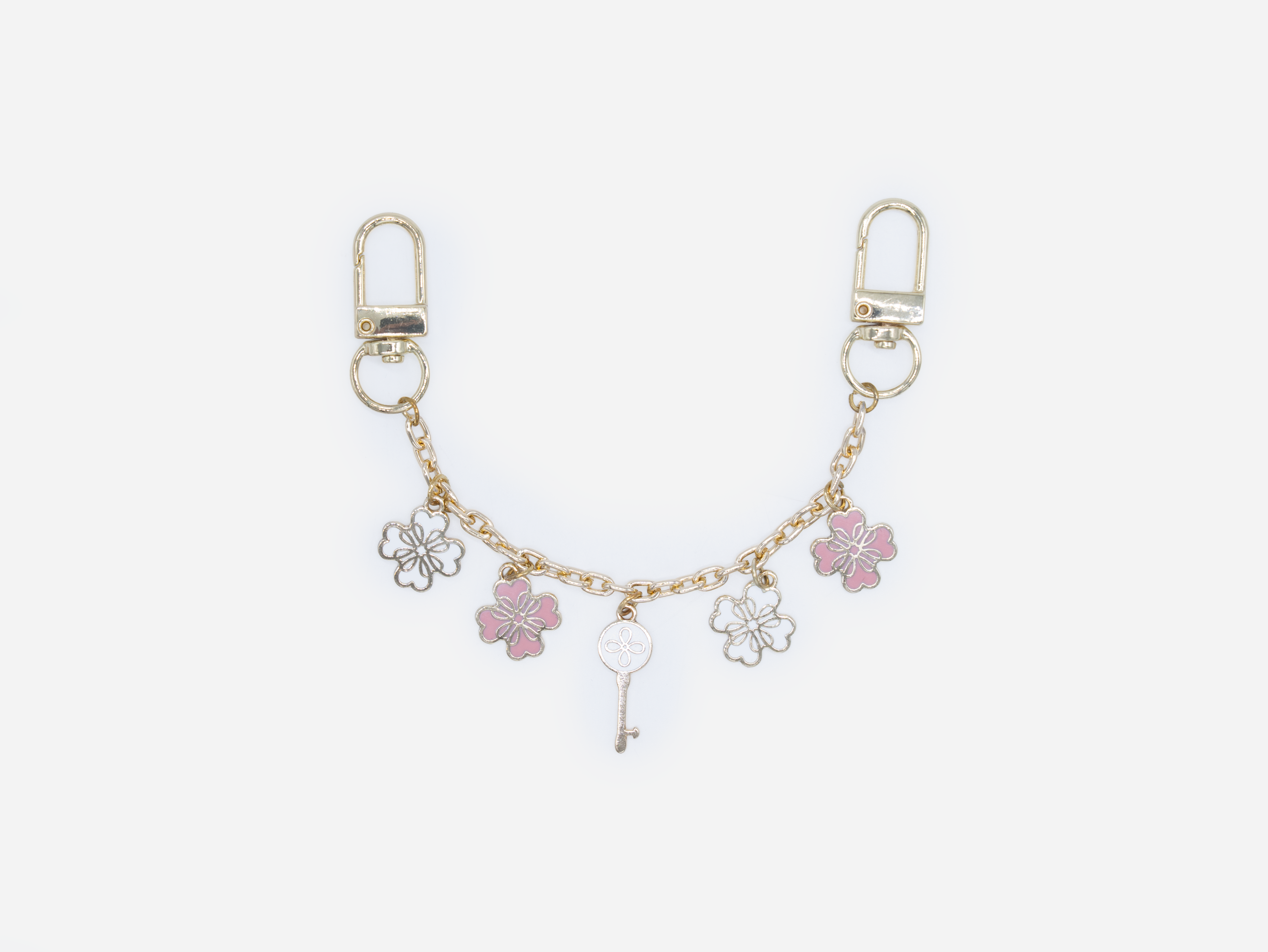 Clé Fleur Chain Bag Charm-Pink In White
