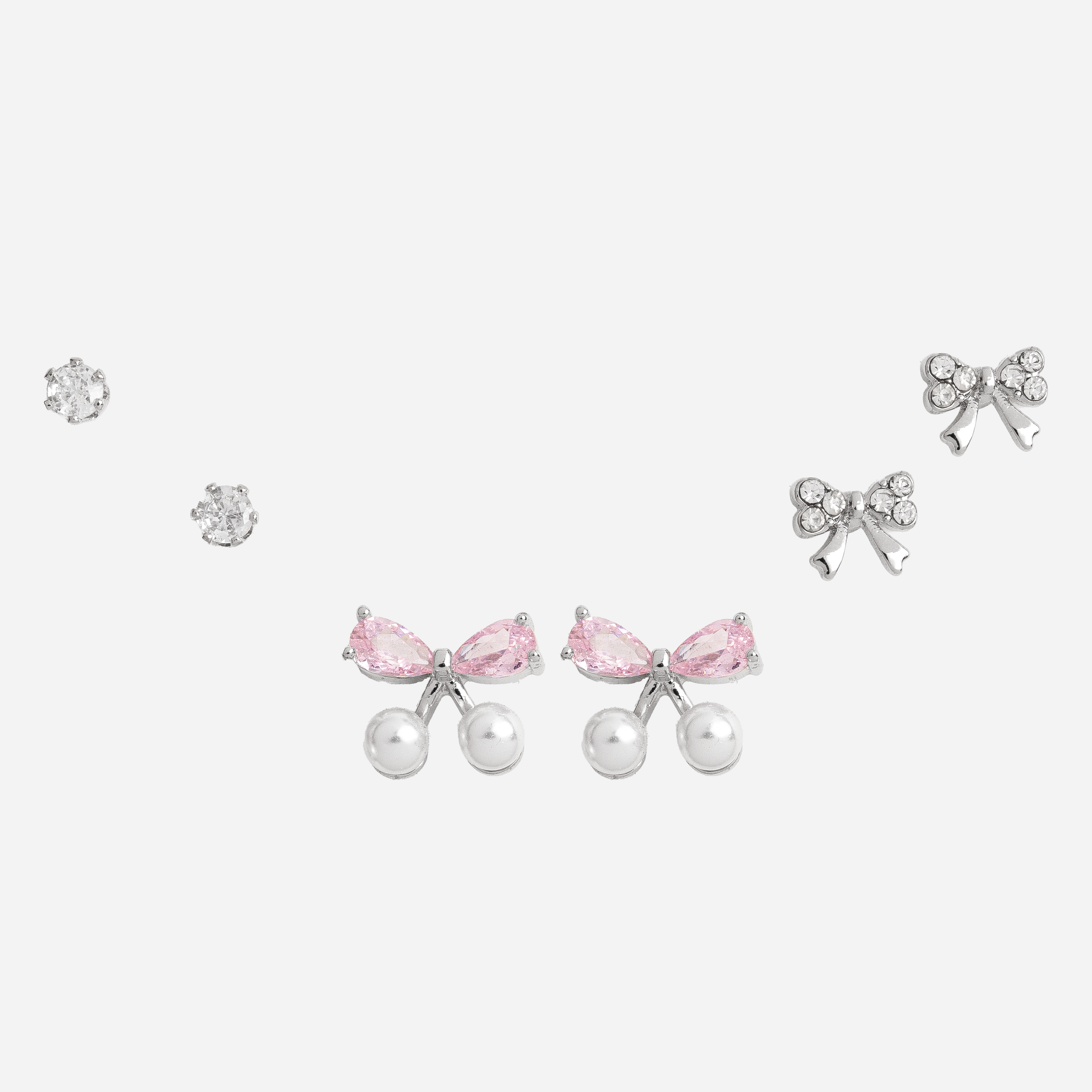 Molly Jewelry Pink Ribbon Bow Earring Set
