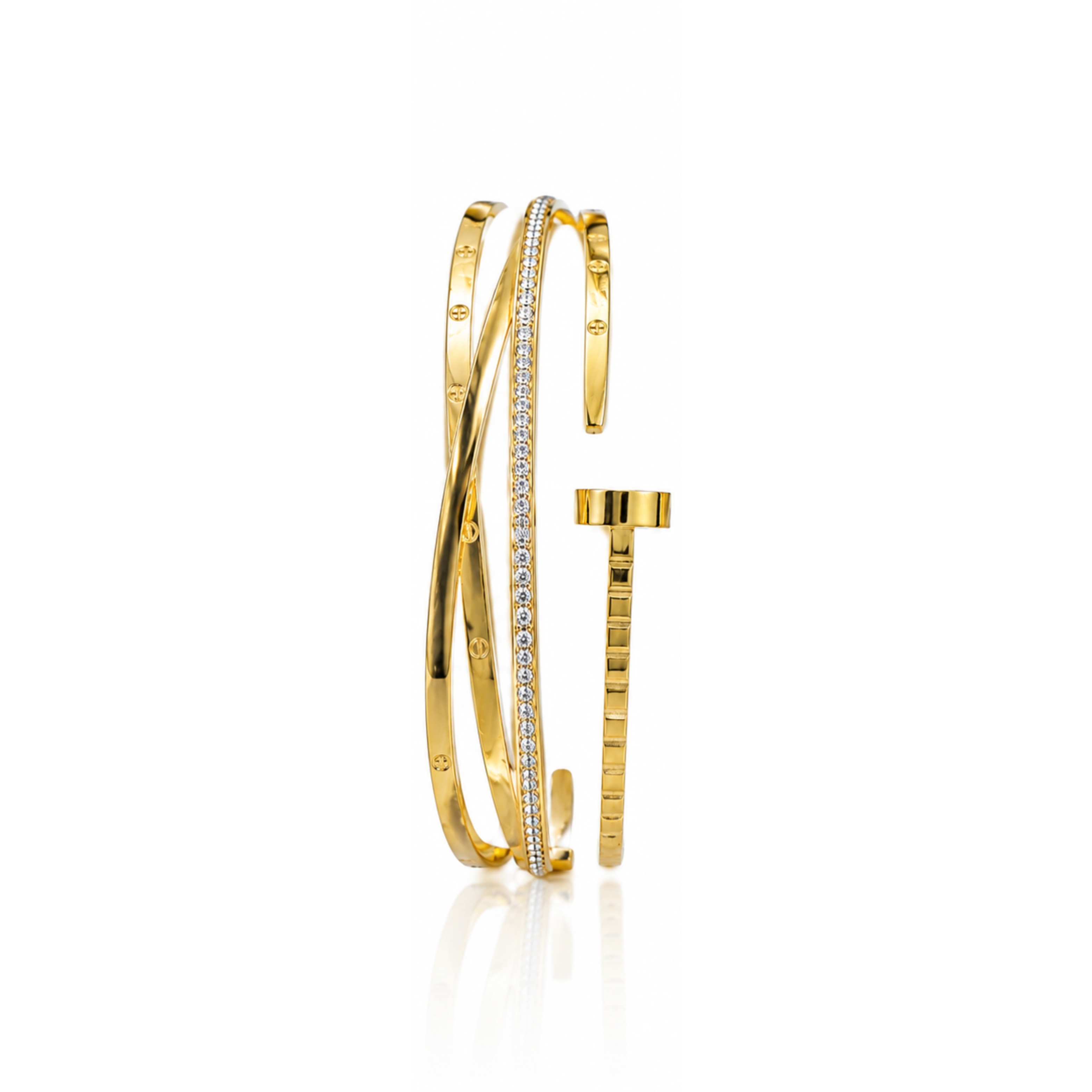 Molly Jewelry-Gold Multi-layer Nail Bangle