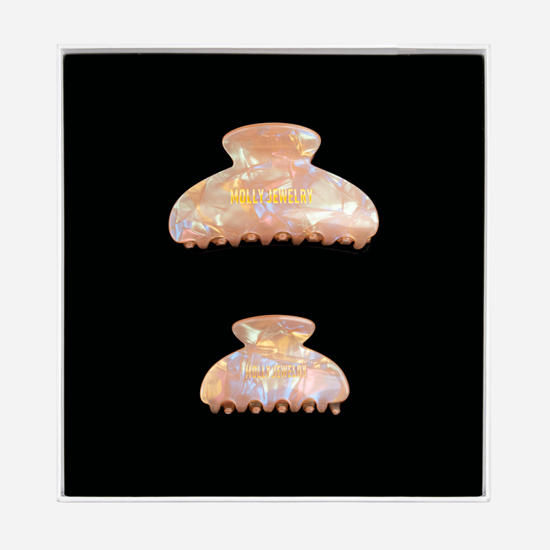 Molly Jewelry-Mini classic de hair claw clip Set-Orange Peach