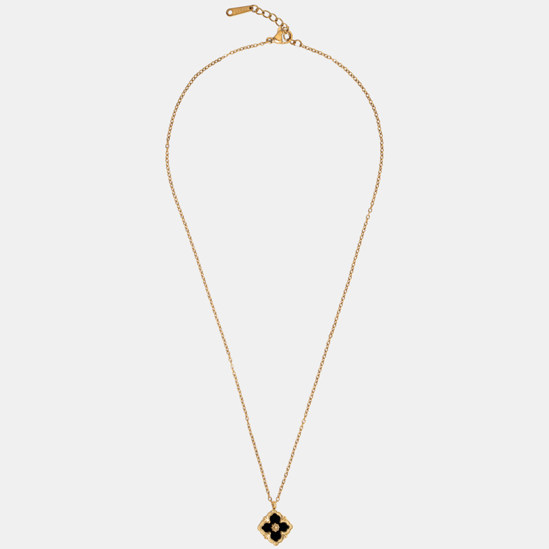 Molly Jewelry Four leaf Clover Necklace Gold (Black)