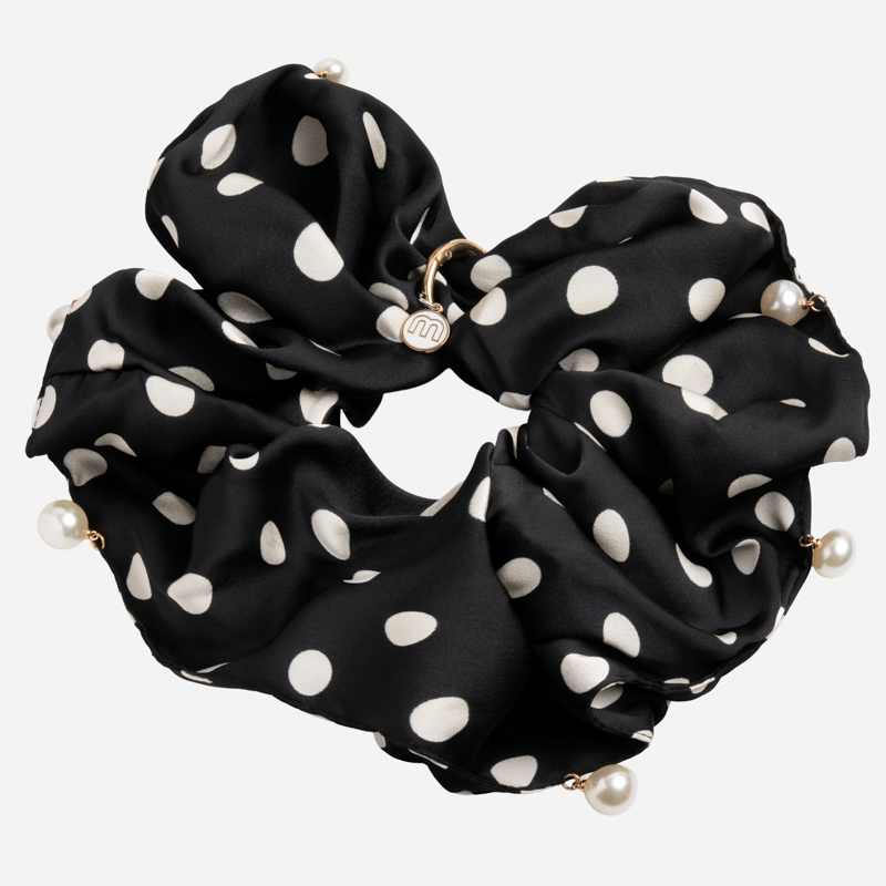 Silk Eclipse Scrunchie-Black Dots