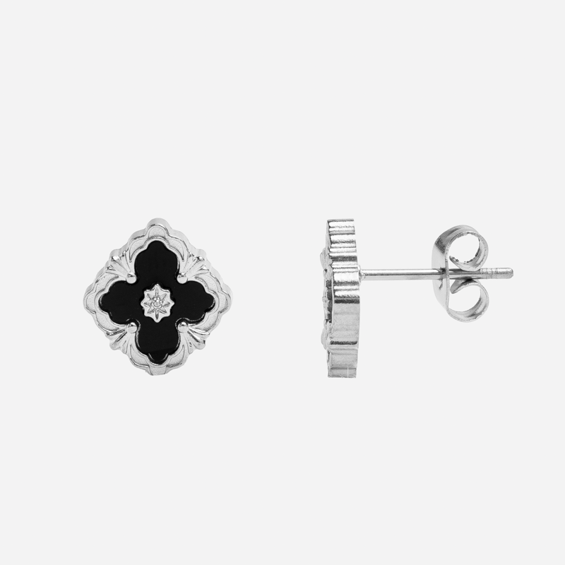 Molly Jewelry Noir Floral Square Earring