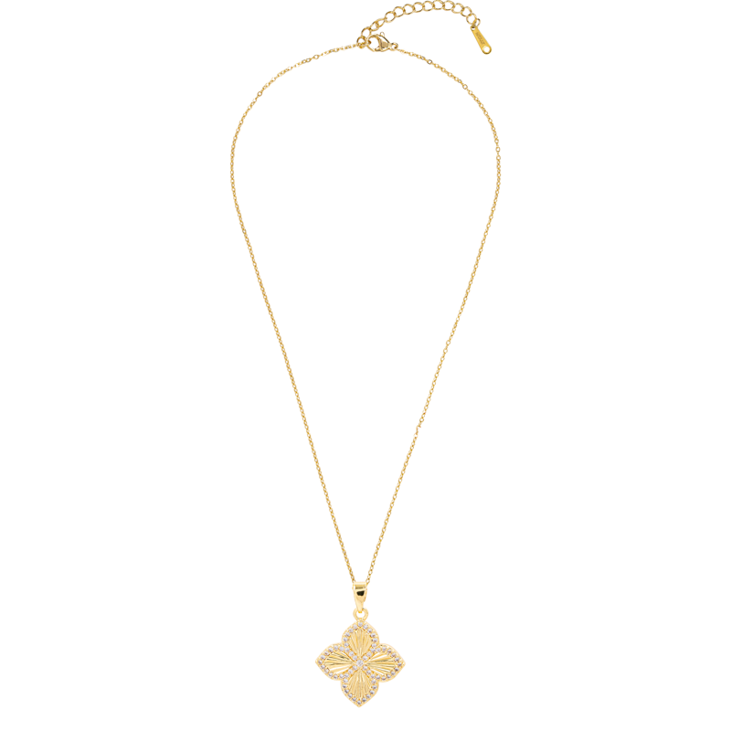 Molly Jewelry- Gold Quatrefoil Diamond Necklace