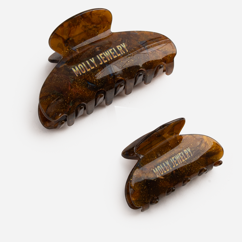Molly Jewelry-Mini classic de hair claw clip Set-Brown