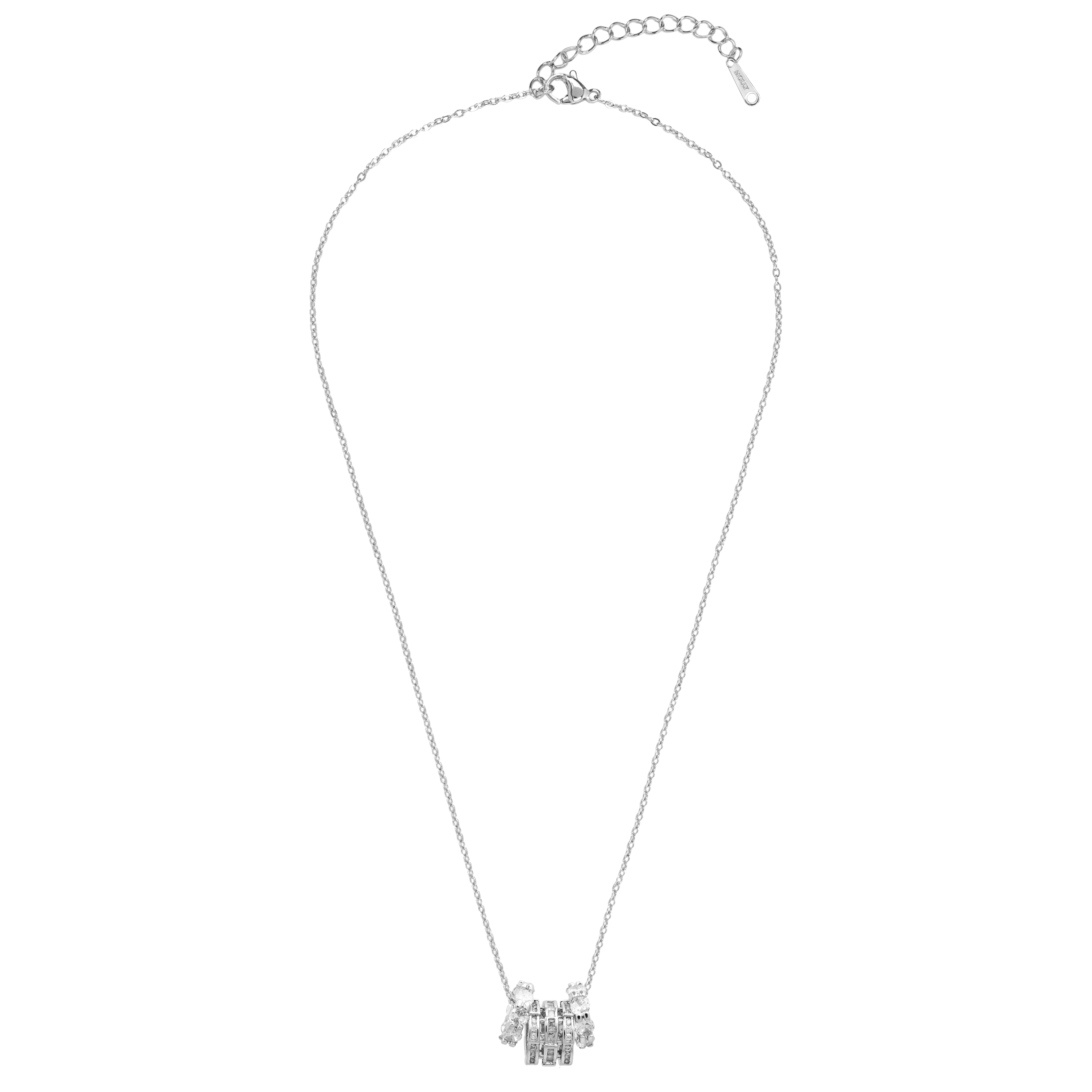 Molly Jewelry-Regal Crystal Necklace-Silver