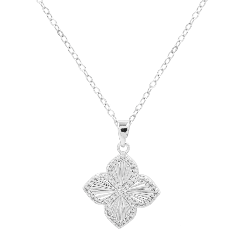 Molly Jewelry- Silver Quatrefoil Diamond Necklace