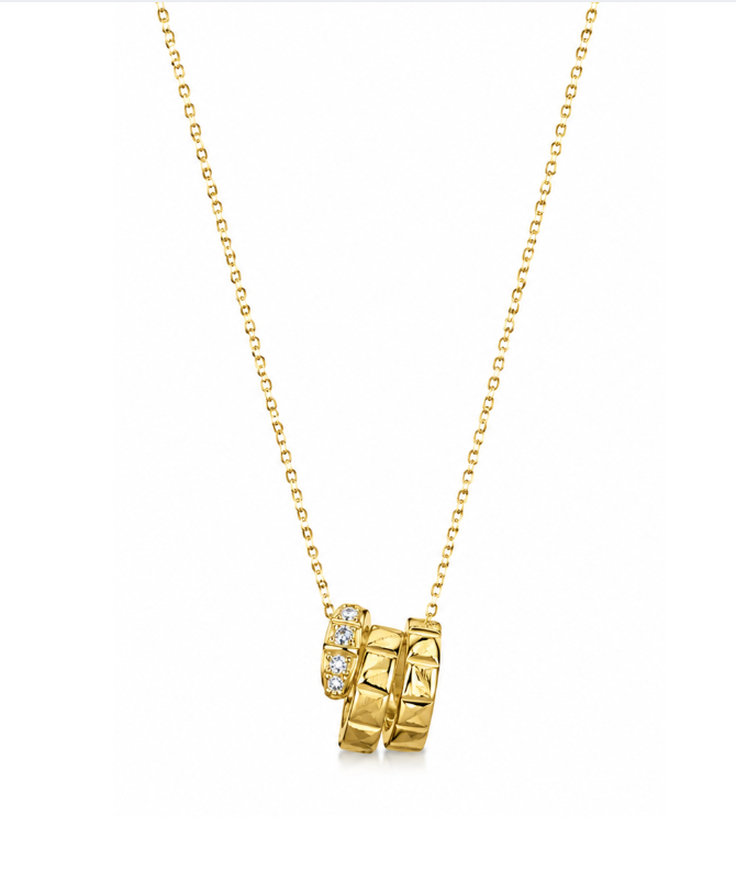 Molly Jewelry-Gold Interlocking Ring Pendant Necklace