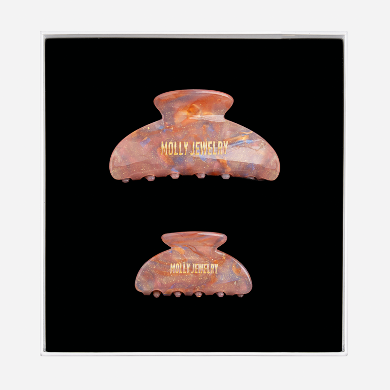 Molly Jewelry-Mini classic de hair claw clip Set-Peach