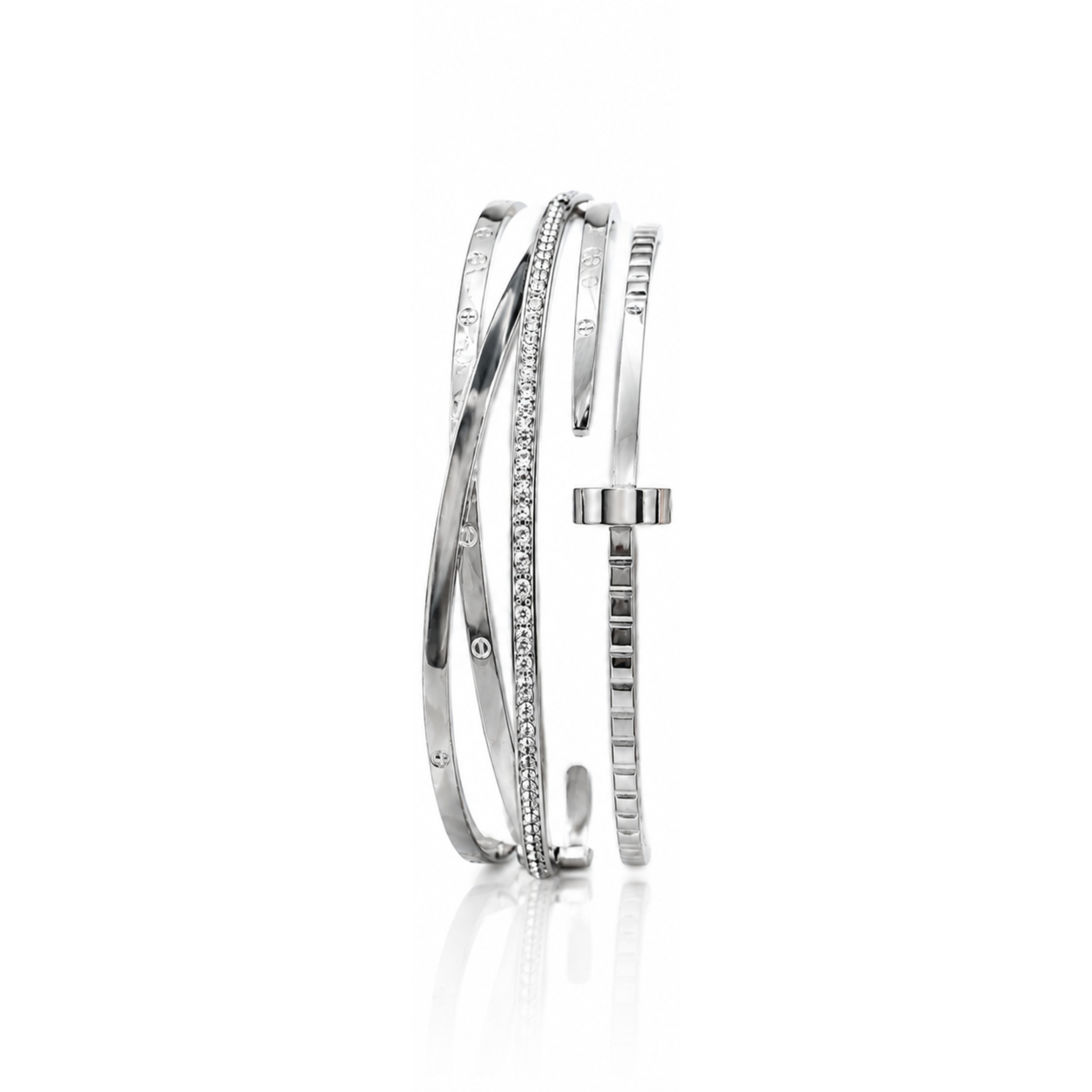 Molly Jewelry-Silver Multi-layer Nail Bangle