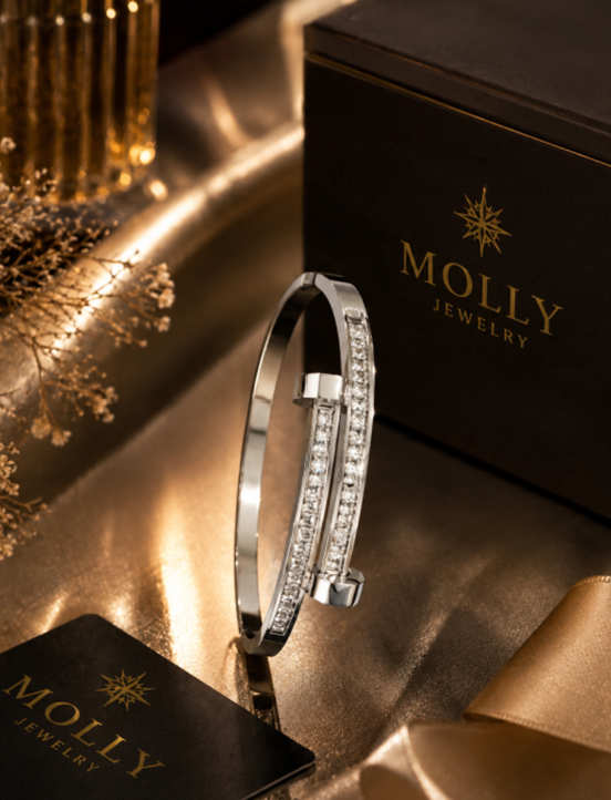 Molly Jewelry-Double Head Nail-Bracelet-Sliver