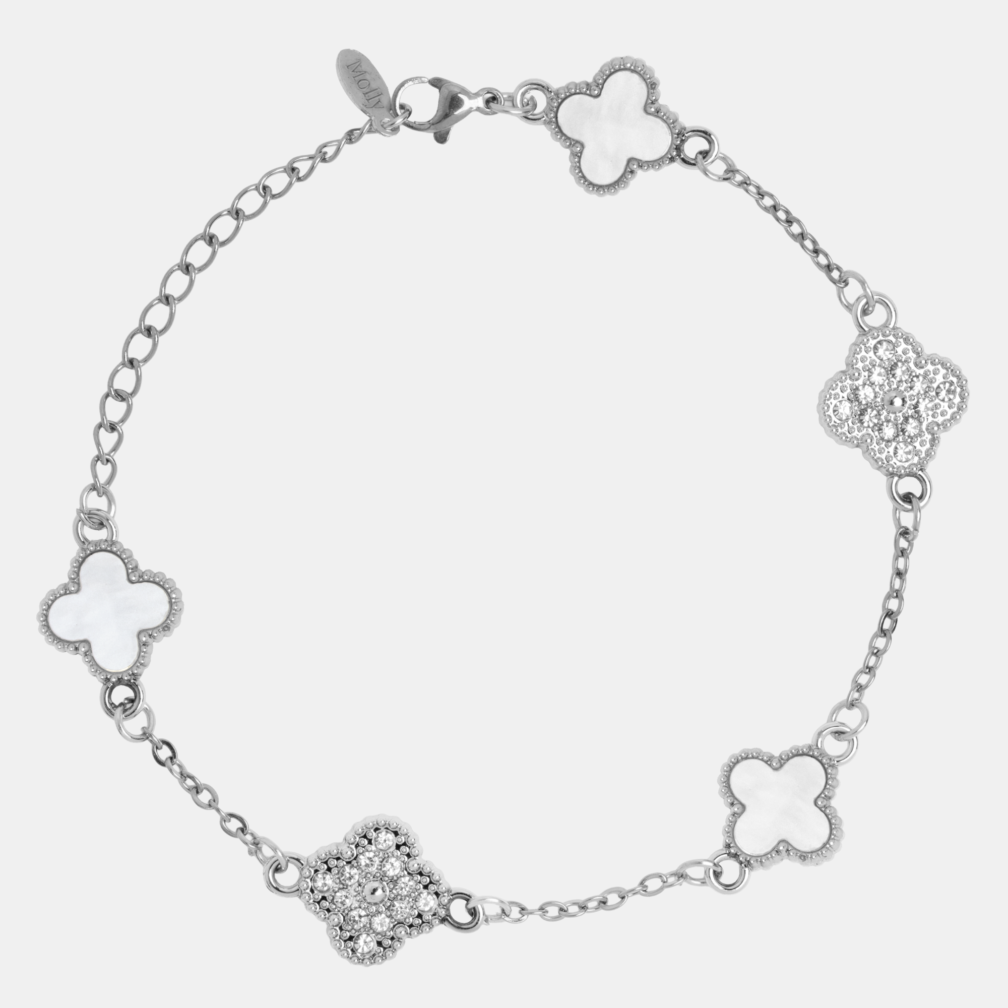 Molly Garden Bracelet-Silver-White