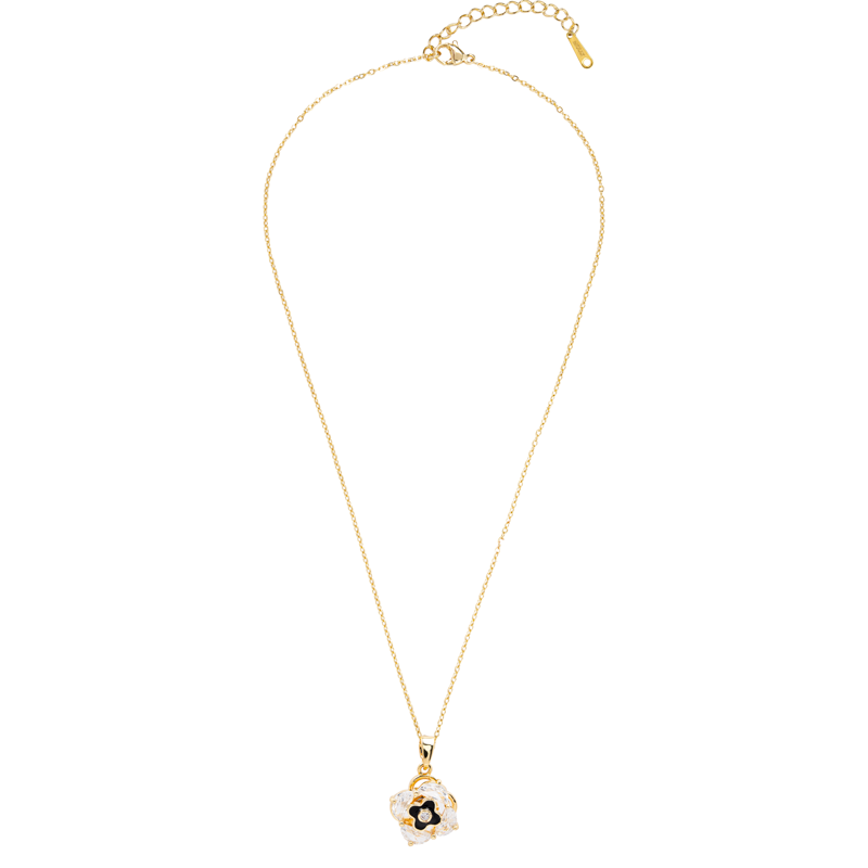 Molly Jewelry-Black Clover Four-Leaf Pendant Necklace