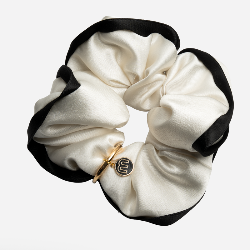 Midnight Silk Scrunchie-ivory